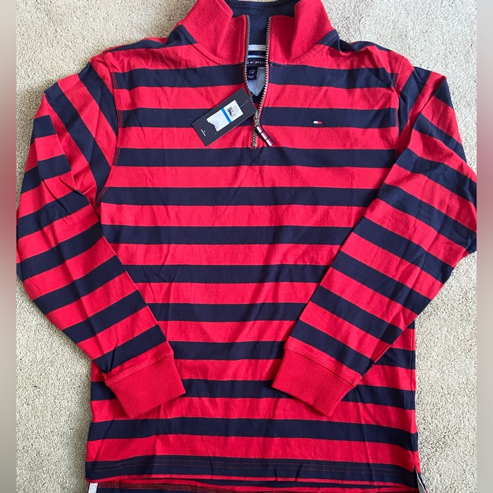 Tommy Hilfiger 3/4 zip striped shirt